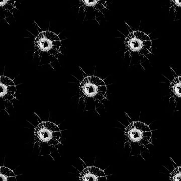 Seamless pattern with cracks on glass isolated on black background 库存照片