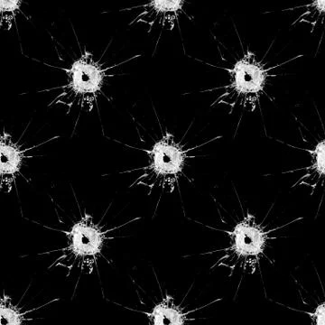 Seamless pattern with cracks on glass isolated on black background Stock Photos