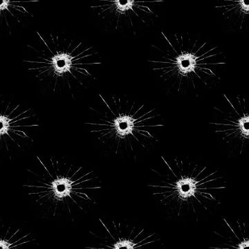 Seamless pattern with cracks on glass isolated on black background Stock Photos