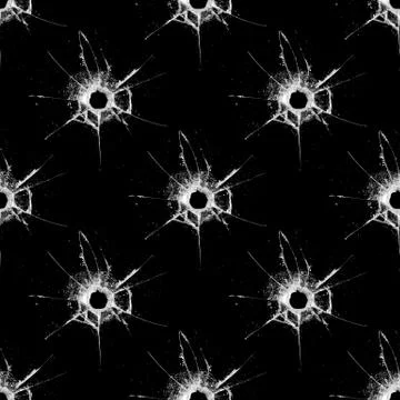 Seamless pattern with cracks on glass isolated on black background Stock Photos