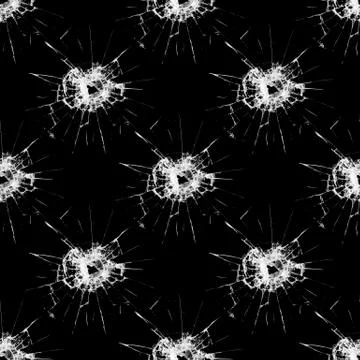 Seamless pattern with cracks on glass isolated on black background Stock Photos