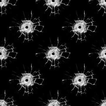 Seamless pattern with cracks on glass isolated on black background Stock Photos