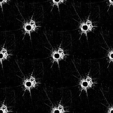 Seamless pattern with cracks on glass isolated on black background Stock Photos