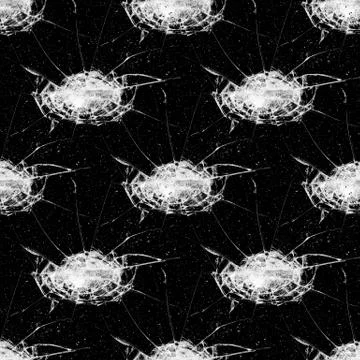 Seamless pattern with cracks on glass isolated on black background Stock Photos