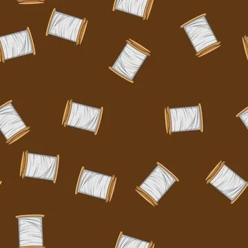 Seamless pattern craft thread spool cartoon vector Stock Illustration