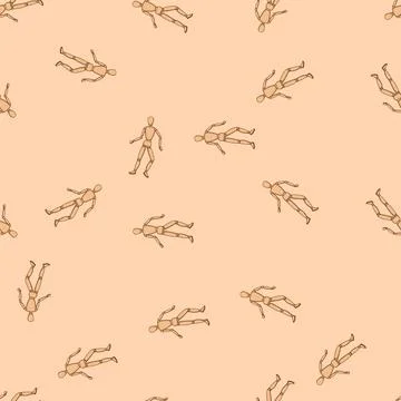 Seamless pattern craftsship wood man model cartoon vector Illustrazione stock