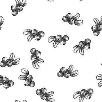 Seamless pattern cranberry cowberry fruit sketch hand drawn Stock Illustration