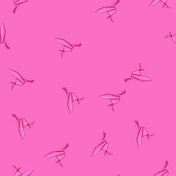 Seamless pattern crane origami animals cartoon vector Stockillustratie