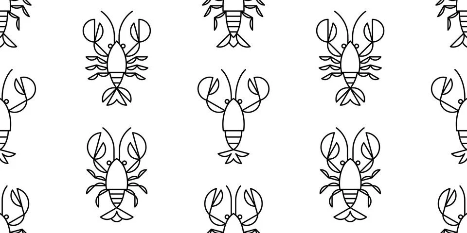 Seamless pattern with Crayfish Stock Illustration