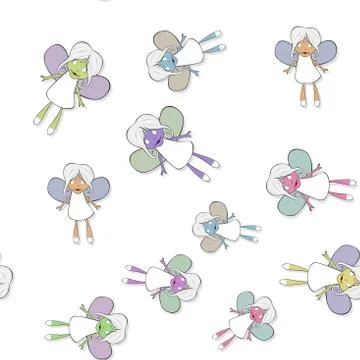 Seamless pattern with crazy colored  banshee Illustrazione stock