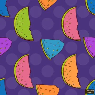 Seamless pattern with crazy watermelon. Иллюстрация