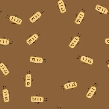 Seamless pattern cream dessert character cartoon vector Stock Illustration