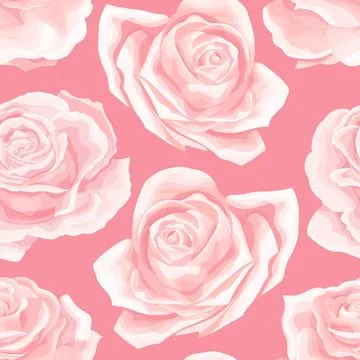 Seamless pattern with cream pink rose buds. Vintage floral background 스톡 일러스트
