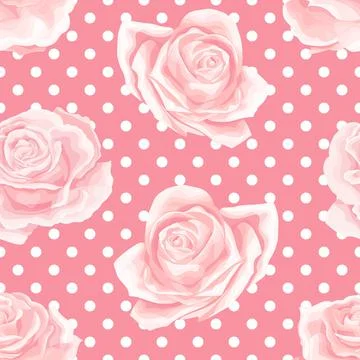 Seamless pattern with cream pink rose buds. Vintage floral background Illustrazione stock