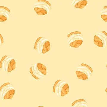 Seamless pattern cream puff dessert baking delicious sweet treat Stock Illustration