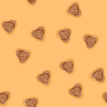 Seamless pattern cream puff pastry filled with delicious brown cream Stock Illustration