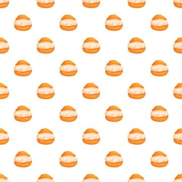 Seamless pattern of cream puffs with whipped cream filling Illustrazione stock