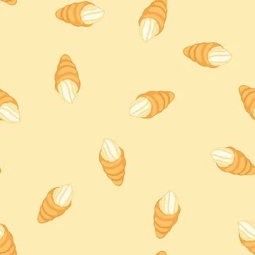 Seamless pattern cream roll dessert with sweet cream filling Stock Illustration
