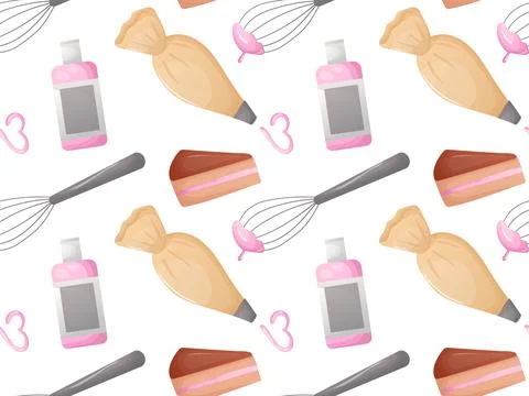 Seamless pattern with cream whisk cake Ilustración de archivo