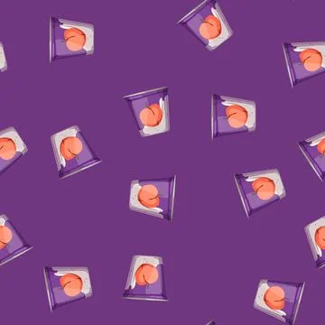 Seamless pattern cream yogurt package cartoon vector Stock Illustration