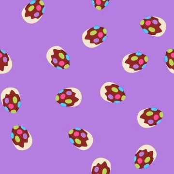 Seamless pattern creamy chocolate egg cartoon vector イラスト素材