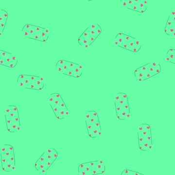 Seamless pattern creating cute manicure nail art with heart pattern Stock Illustration