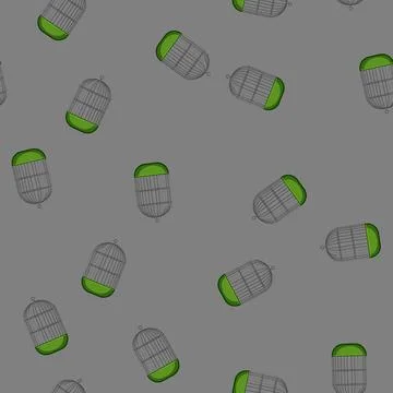 Seamless pattern creative bird cage cartoon vector Stock Illustration
