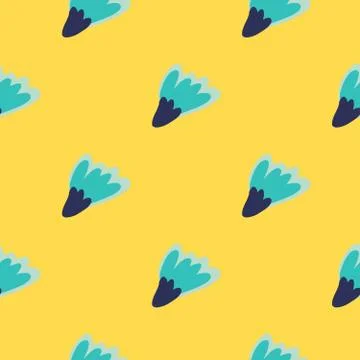 Seamless pattern with creative cute flowers on yellow background. Abstract fl イラスト素材