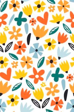 Seamless pattern with creative decorative flowers in scandinavian style. Great Stock Illustration