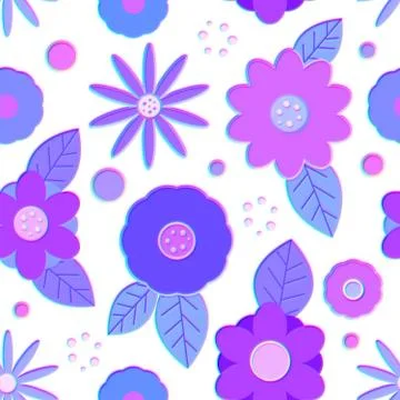 Seamless pattern with creative decorative flowers with gradient outline Illustrazione stock