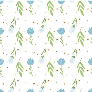 Seamless pattern with creative decorative flowers. Cute floral background f.. Stock Illustration