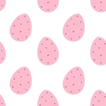 Seamless Pattern of Creative Easter Eggs With Decorative hand drawn hearts in Stockillustratie