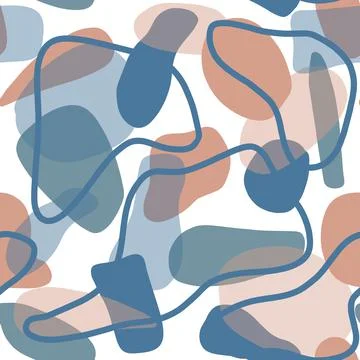 Seamless pattern with creative elements of blue, light blue, and dusty pink o 스톡 일러스트