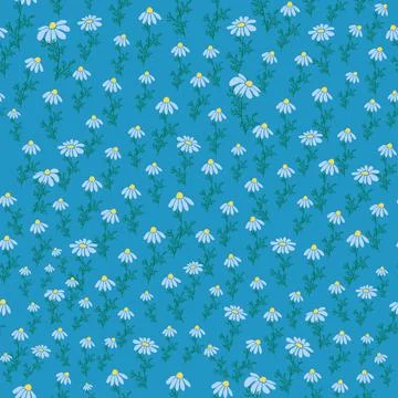 Seamless pattern Creative floral print with chamomile flowers, leaves in ha.. Stock Illustration