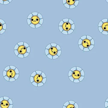 Seamless pattern creative flower face cartoon vector Stock Illustration