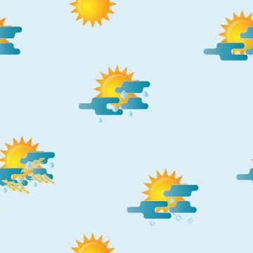 Seamless pattern with creative meteorology weather icons イラスト素材
