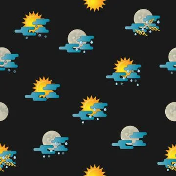 Seamless pattern with creative meteorology weather icons Stock Illustration