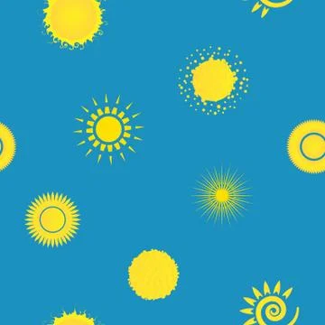Seamless pattern with creative suns Ilustração Stock