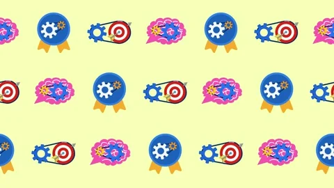 Seamless pattern of creative thinking, strategic goals, and mechanical process Stock Footage 318668332