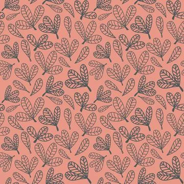 Seamless pattern with creative trefoil branch on a pink background Stock Illustration
