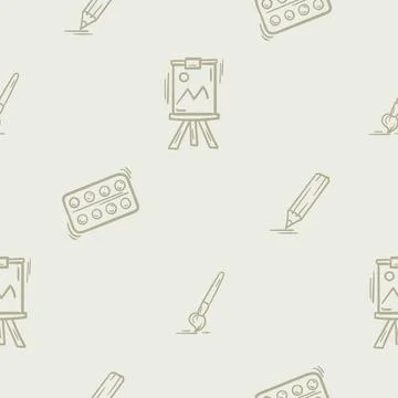 Seamless pattern creativity, drawing, school Stock Illustration
