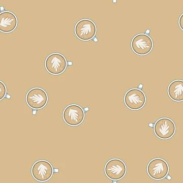 Seamless pattern crema latte art coffee cartoon vector Stock Illustration