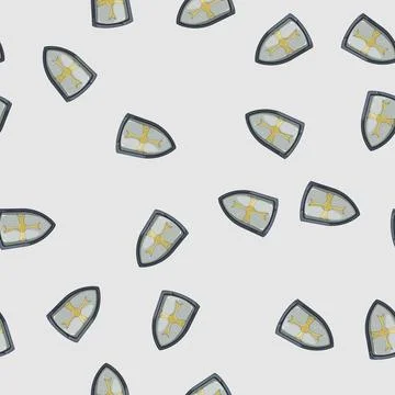 Seamless pattern crest medieval shield cartoon vector Stock Illustration