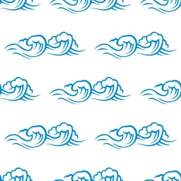Seamless pattern of cresting ocean waves Stock Illustration