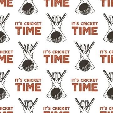 Seamless pattern with Cricket elements. Sports pattern wallpaper. Vector Stock Illustration