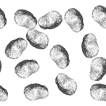 Seamless pattern crispy chicken nuggets sketch hand drawn Stock Illustration