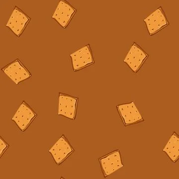 Seamless pattern crispy cracker biscuit cartoon vector Stockillustratie