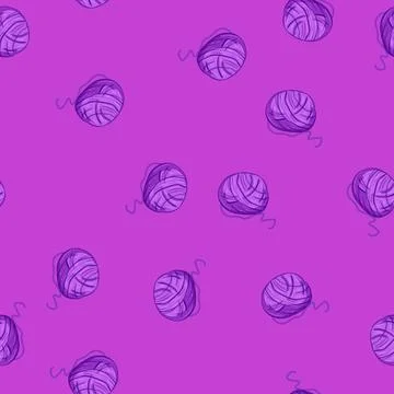 Seamless pattern crochet ball yarn cartoon vector Illustrazione stock