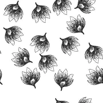 Seamless pattern crocus saffron sketch hand drawn Stock Illustration