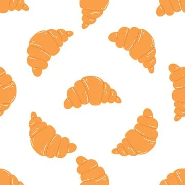 Seamless pattern with croissant. Flat vector background of pastry, bakery pro Stock Illustration